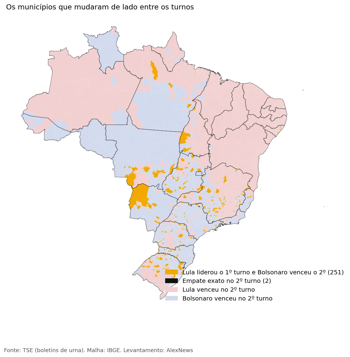 mapa-2022-viradas Eleição de 2022 por município: como votou a sua cidade