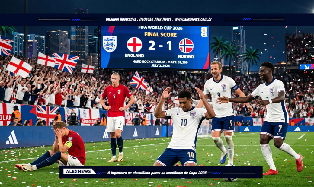 Alex News — Inglaterra vence a Noruega por 2 a 1, elimina o carrasco do Brasil e vai à semifinal da Copa — Esportes