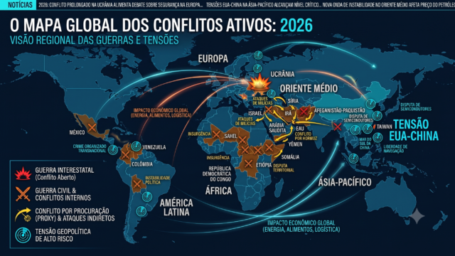 O mapa das guerras em 2026: todos os conflitos ativos no mundo, região por região