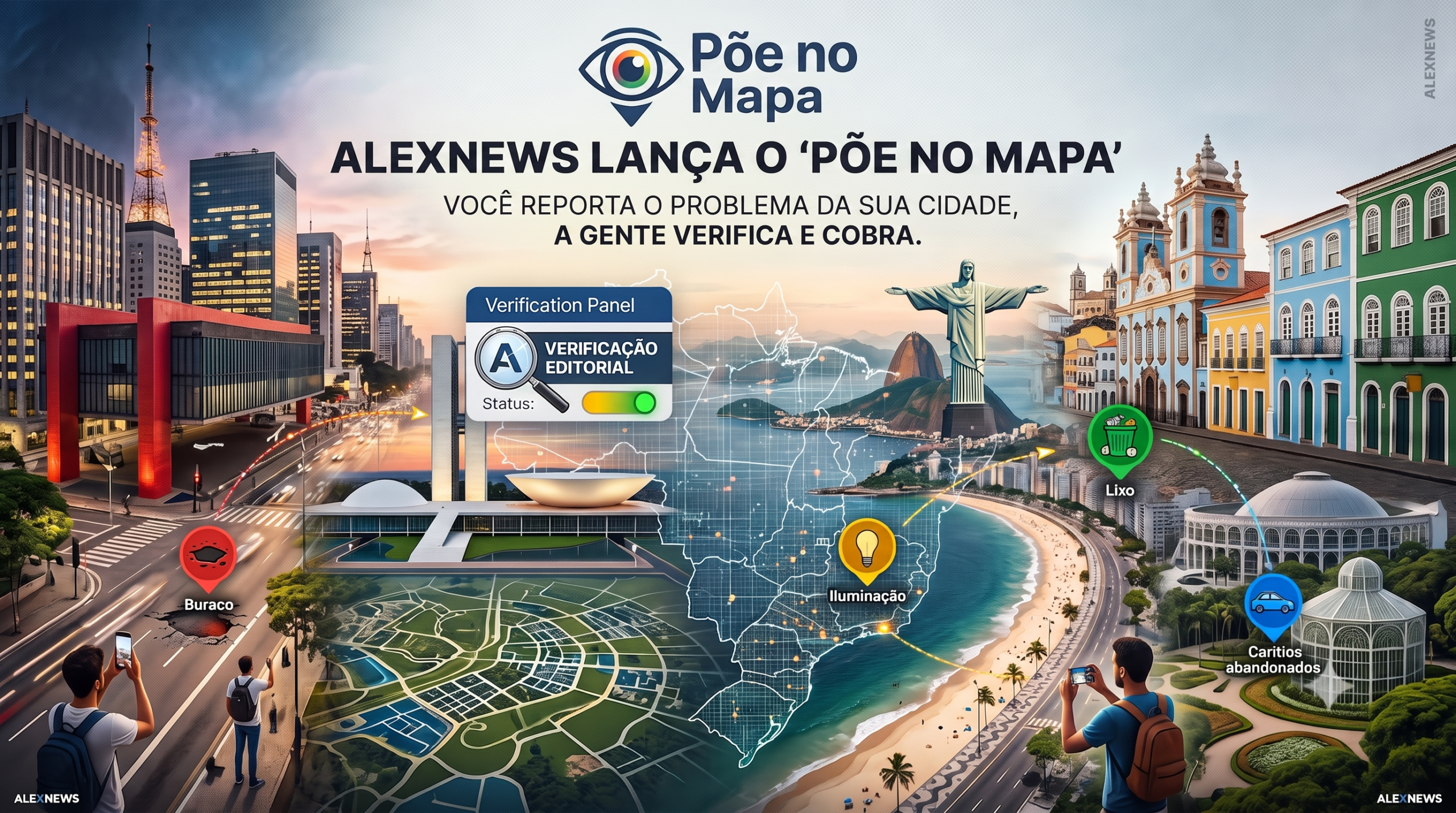 AlexNews lança o Põe no Mapa: você reporta o problema da sua cidade, a gente verifica e cobra
