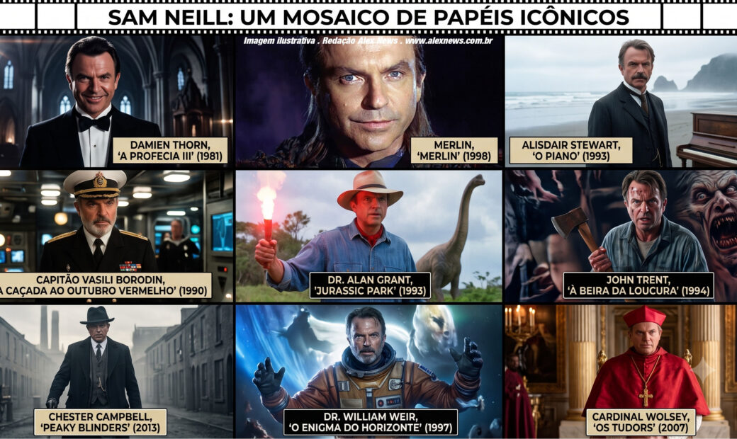 Alex News — Sam Neill (1947–2026): muito além do Dr. Grant — a trajetória completa do ator. — Entretenimento