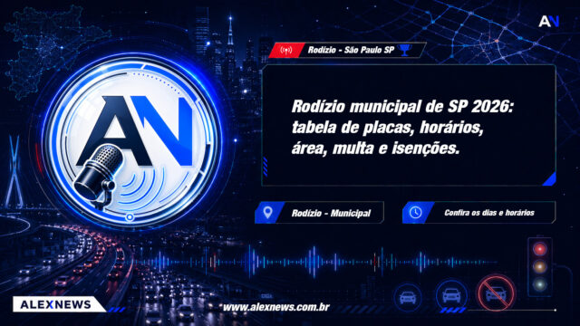 Rodízio municipal de SP 2026: tabela de placas, horários, área, multa e isenções
