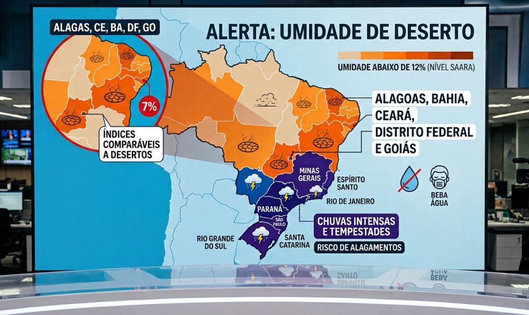 Alex News — Cinco estados com umidade de 20%, a mesma de um deserto — Clima