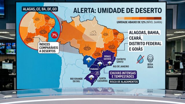 Cinco estados com umidade de 20%, a mesma de um deserto