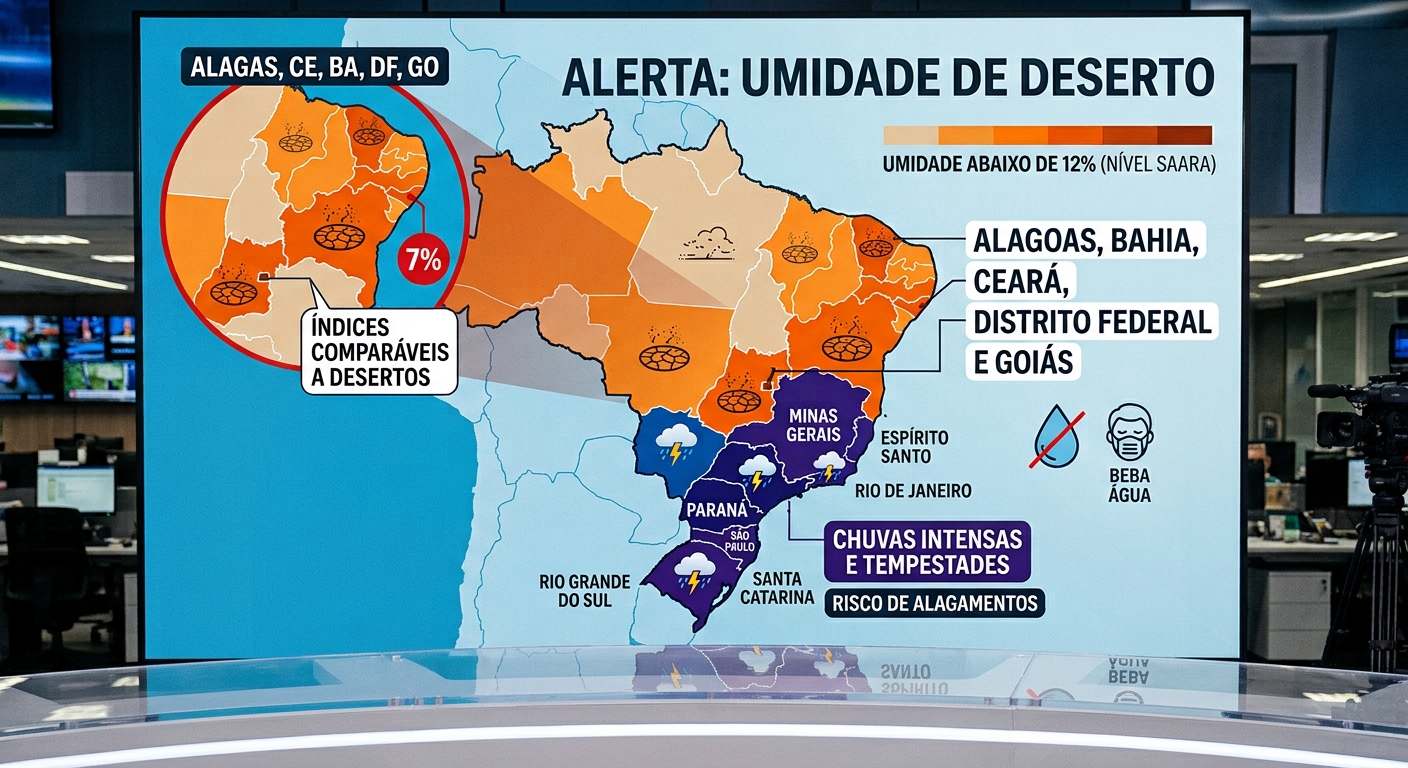 Cinco estados com umidade de 20%, a mesma de um deserto