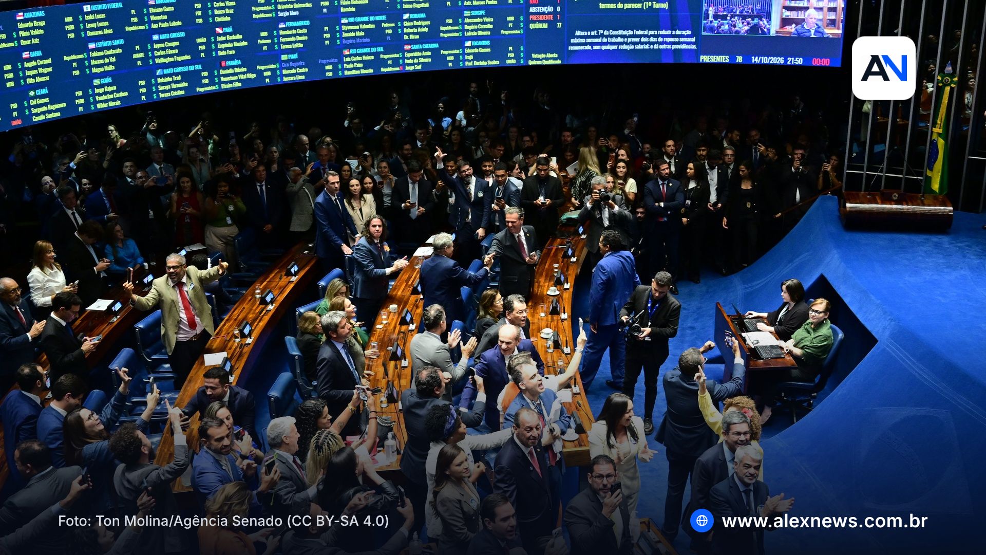 Senado aprova fim da escala 6×1 por 75 a 1